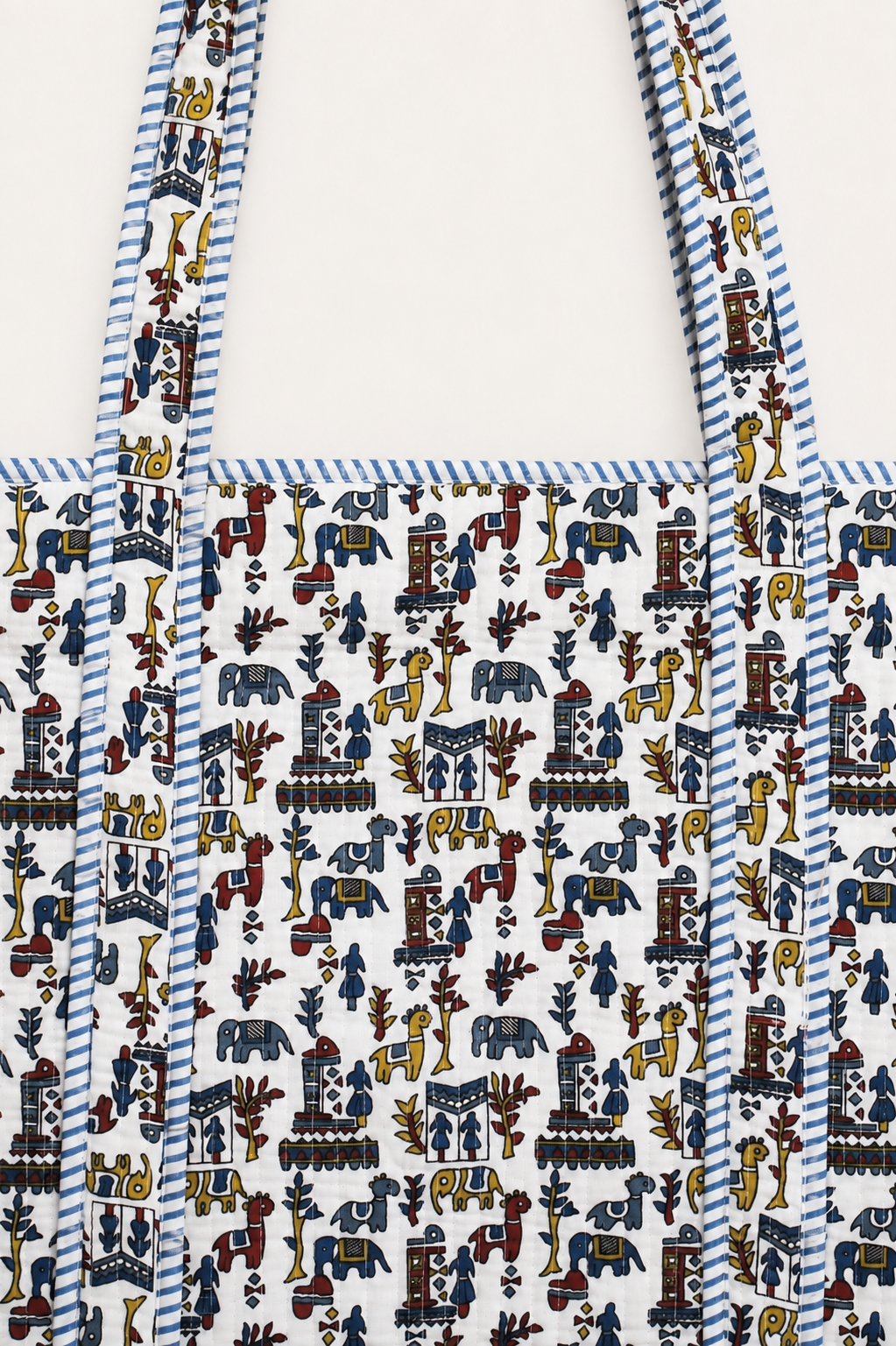 Hand Block Printed Cotton Quilted Tote Bag view 2