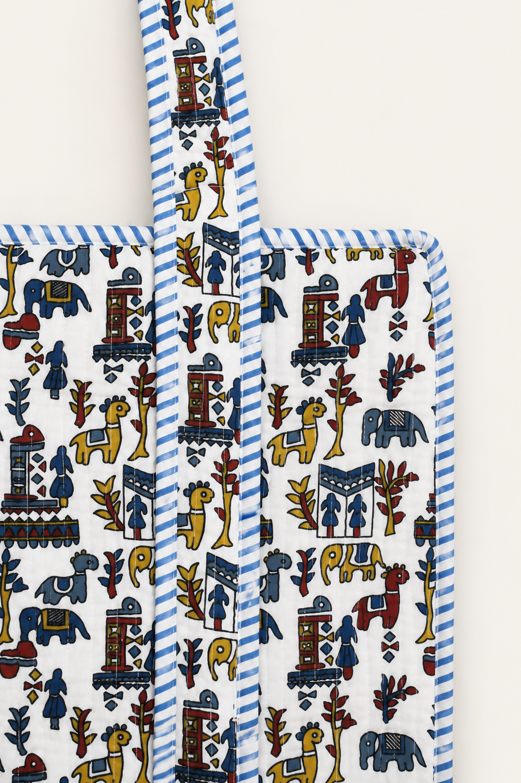Hand Block Printed Cotton Quilted Tote Bag view 3