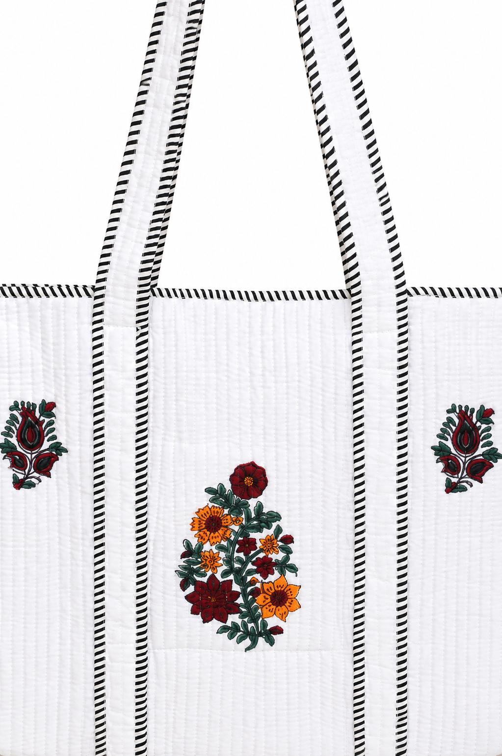 Hand Block Printed Cotton Quilted Tote Bag view 2