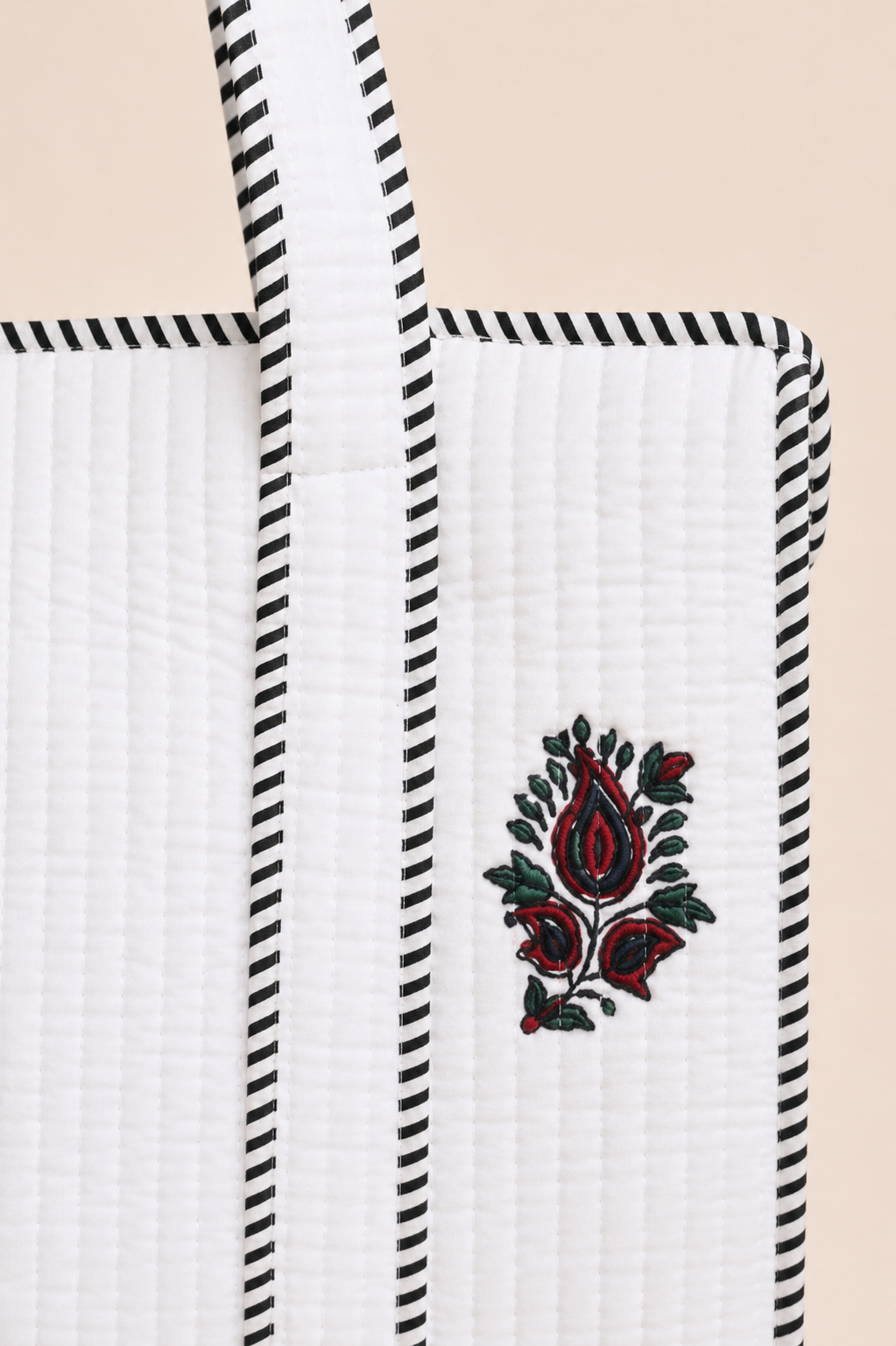 Hand Block Printed Cotton Quilted Tote Bag view 3