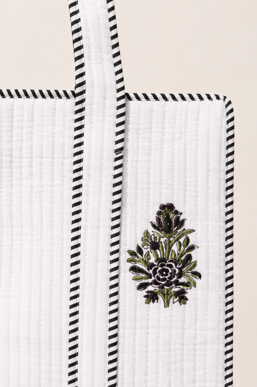 Hand Block Printed Cotton Quilted Tote Bag view 3