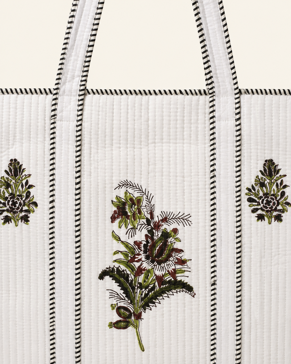 Hand Block Printed Cotton Quilted Tote Bag view 2