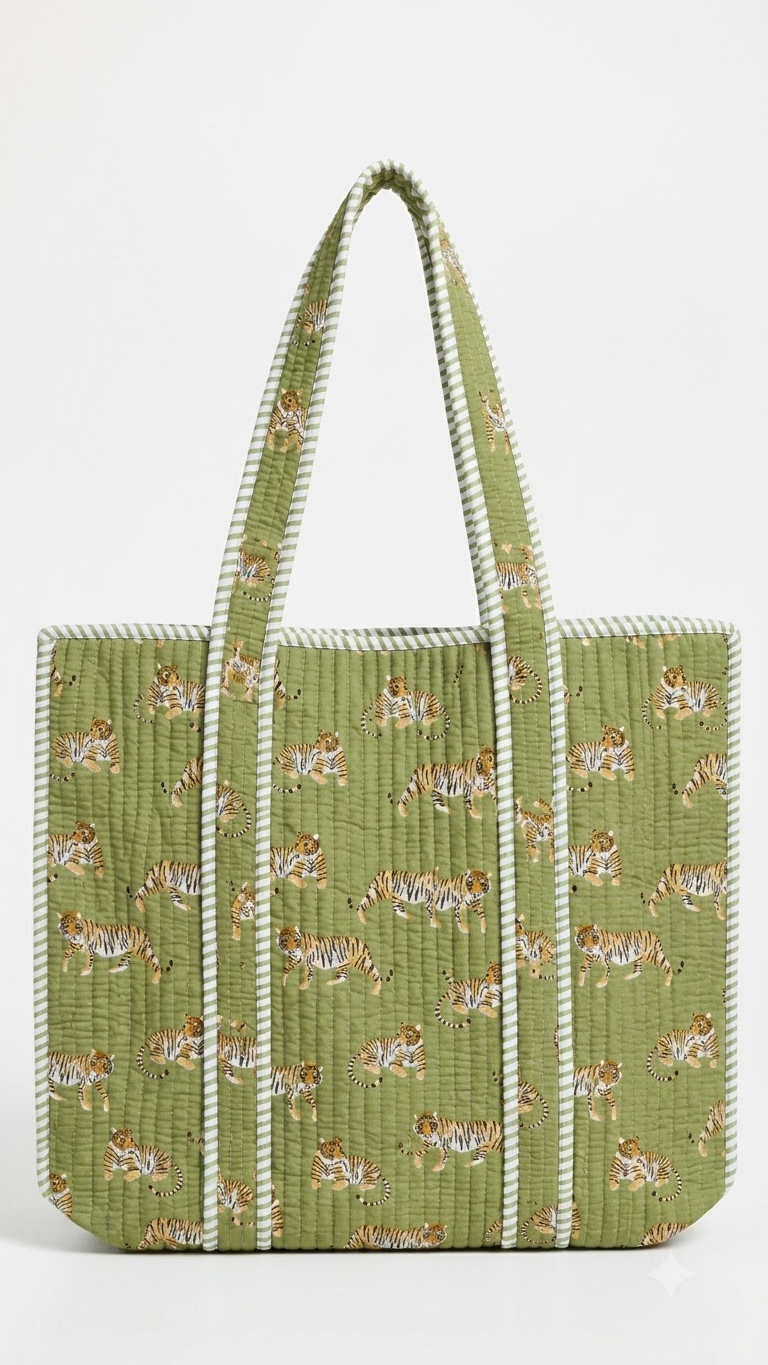 Hand Block Printed Cotton Quilted Tote Bag view 4