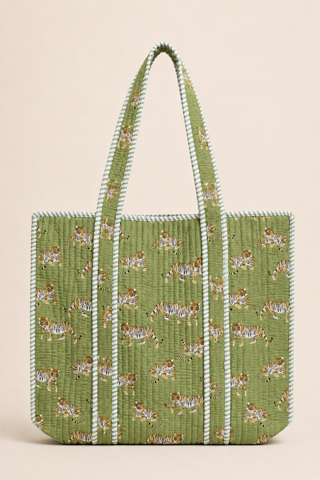 Hand Block Printed Cotton Quilted Tote Bag