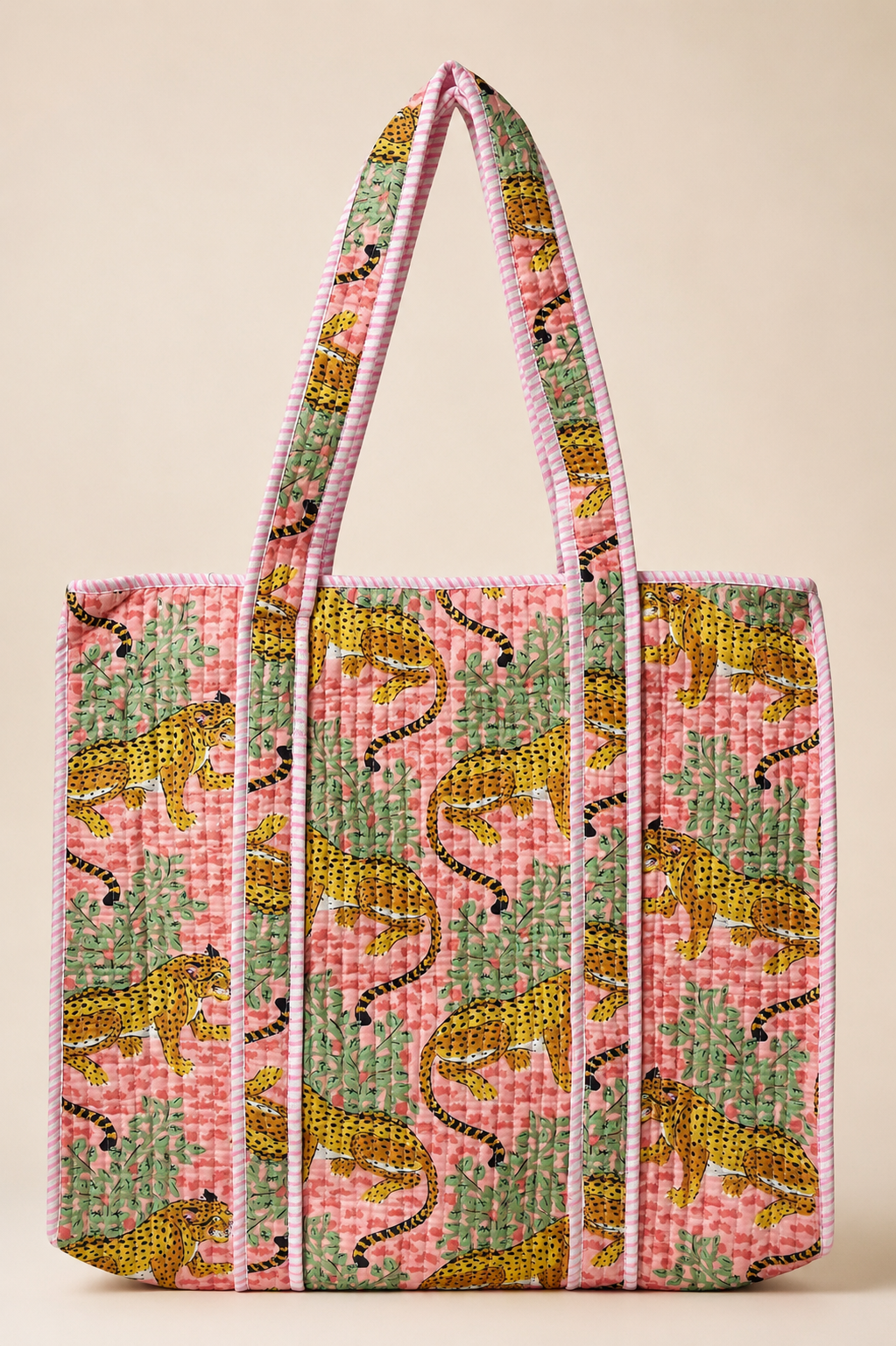 Hand Block Printed Cotton Quilted Tote Bag