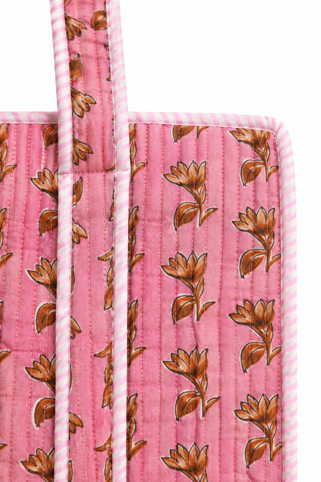 Hand Block Printed Cotton Quilted Tote Bag view 3