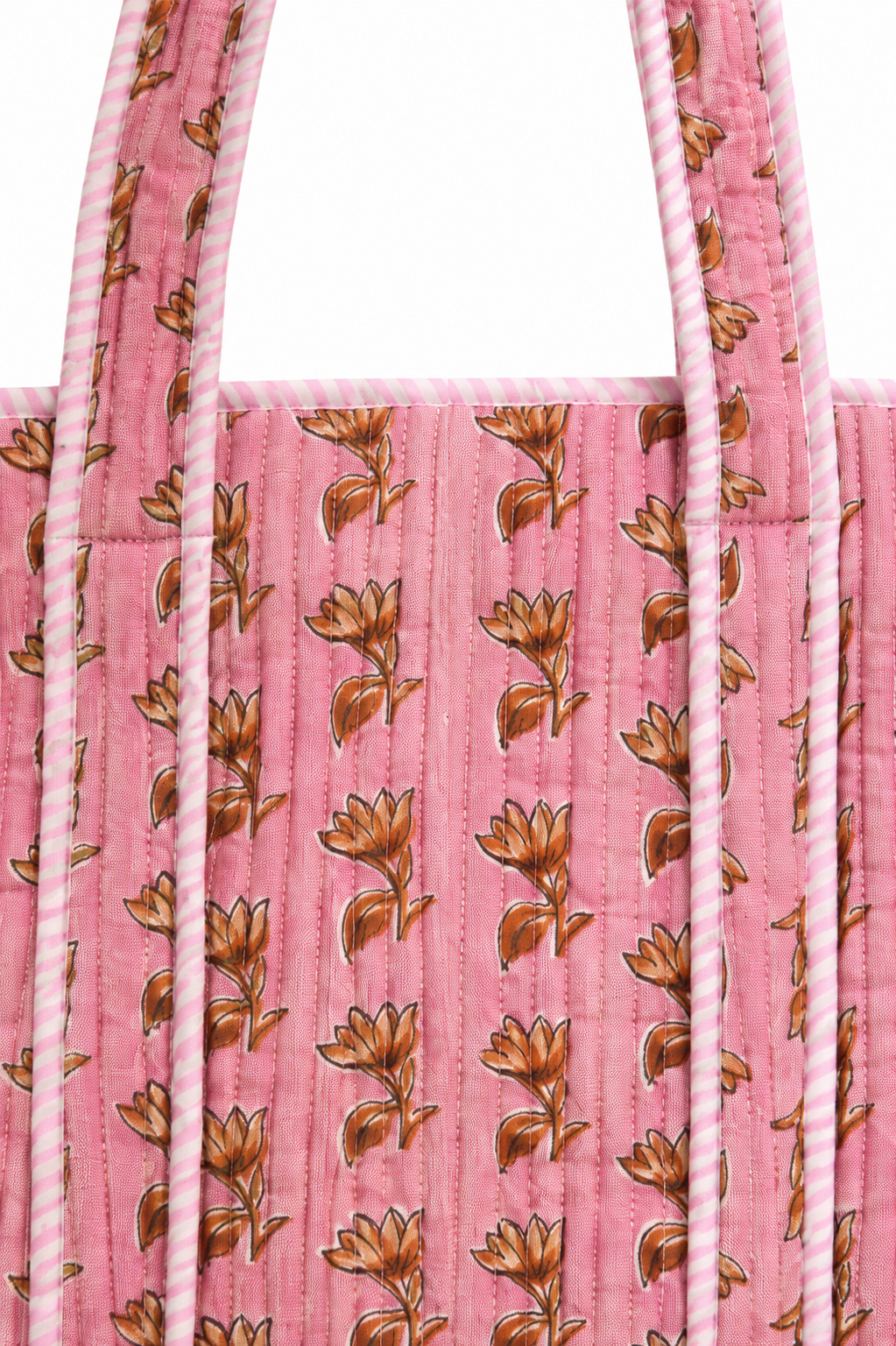 Hand Block Printed Cotton Quilted Tote Bag view 2
