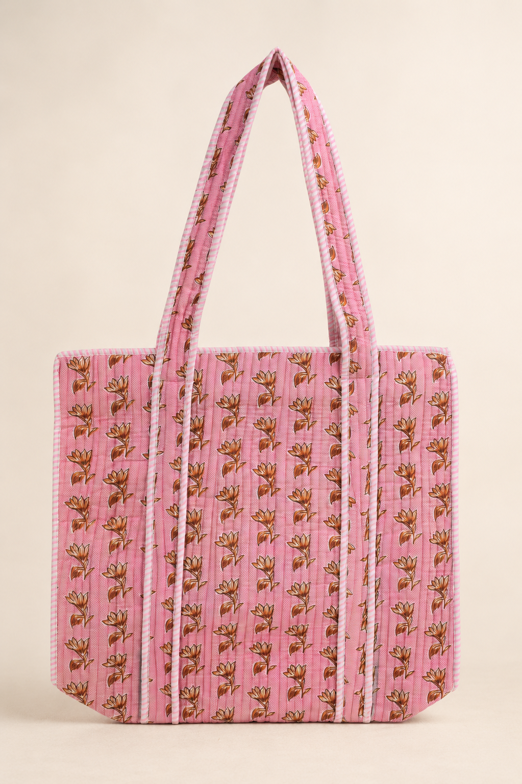 Hand Block Printed Cotton Quilted Tote Bag