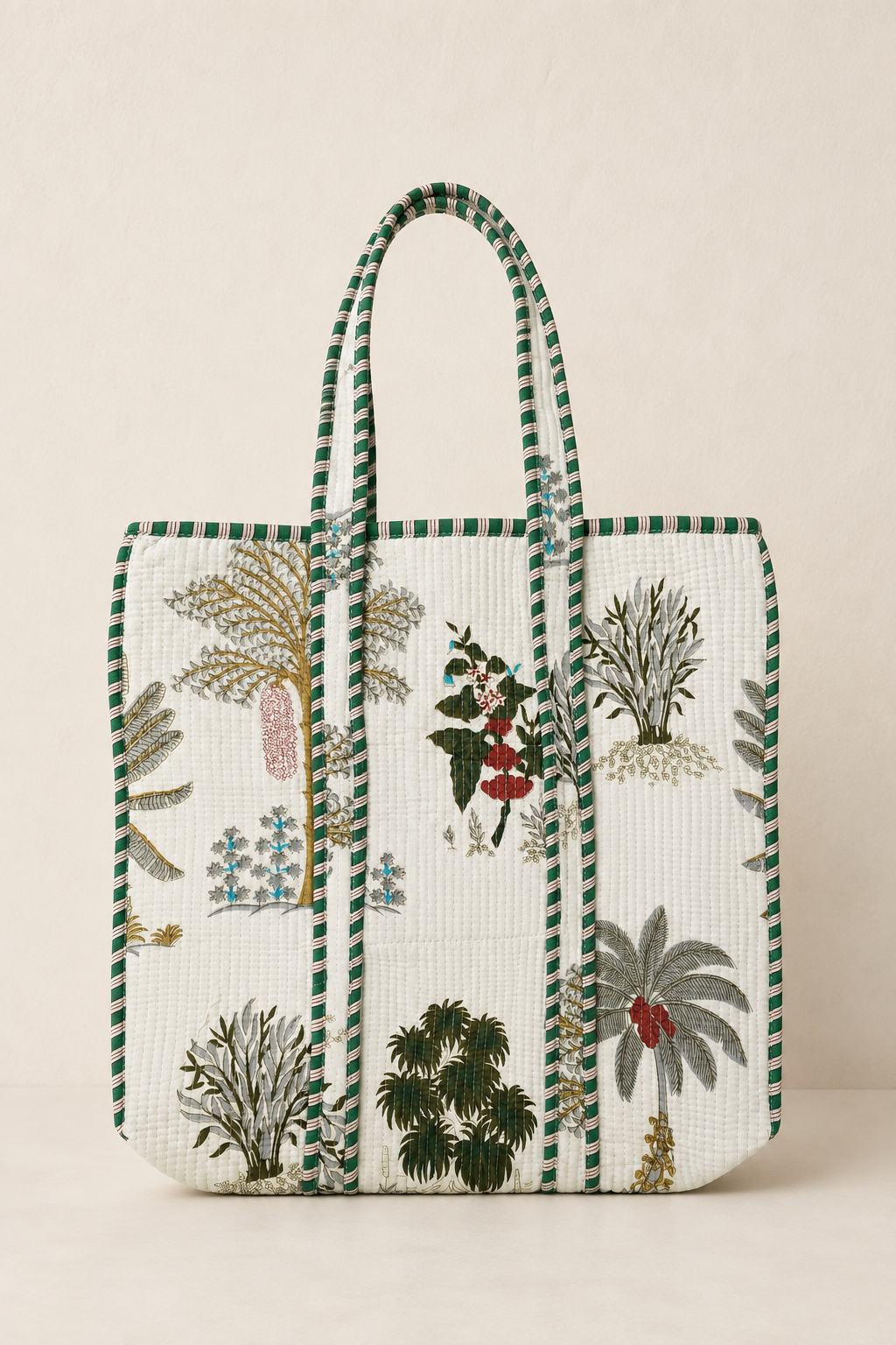 Hand Block Printed Cotton Quilted Tote Bag