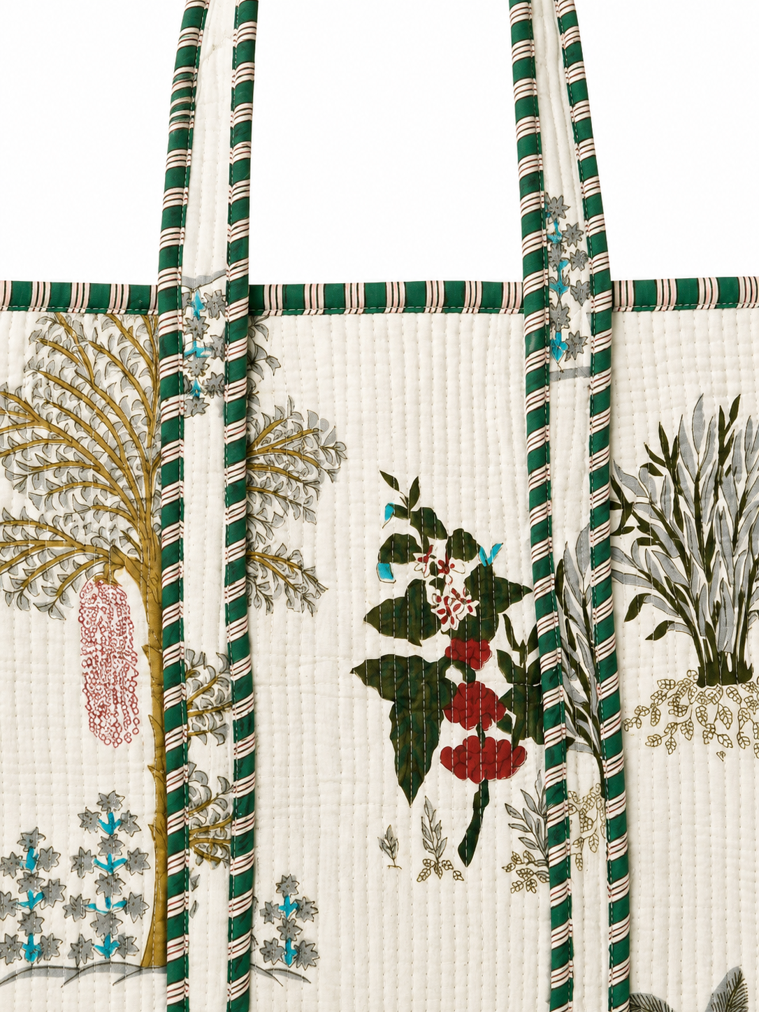 Hand Block Printed Cotton Quilted Tote Bag view 2