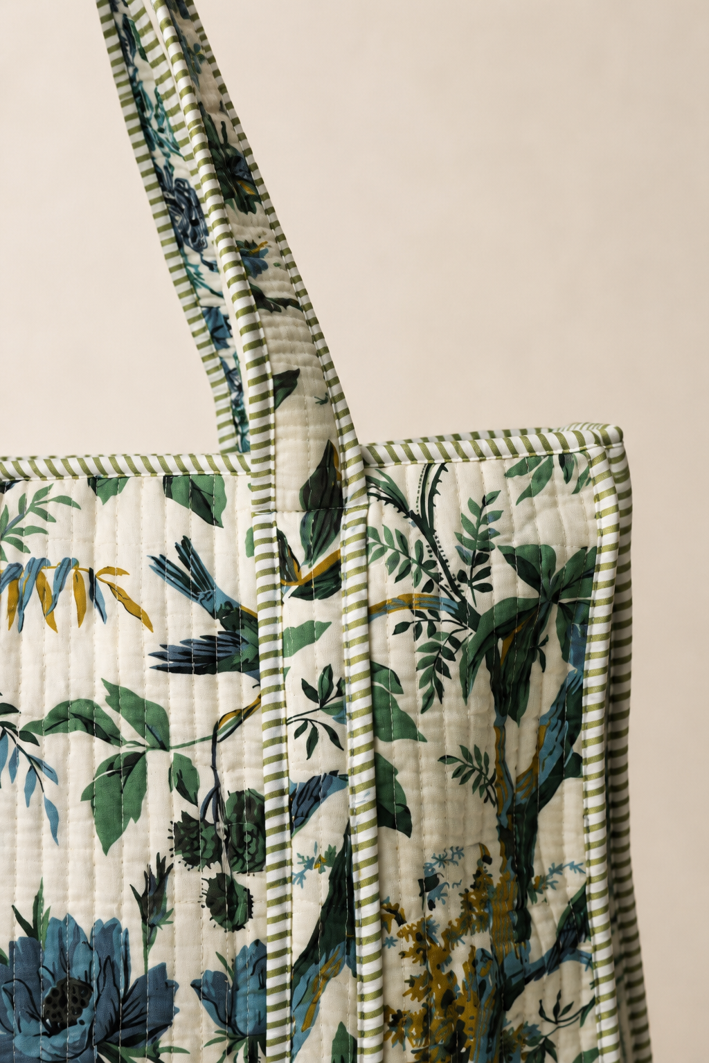 Hand Block Printed Cotton Quilted Tote Bag view 3