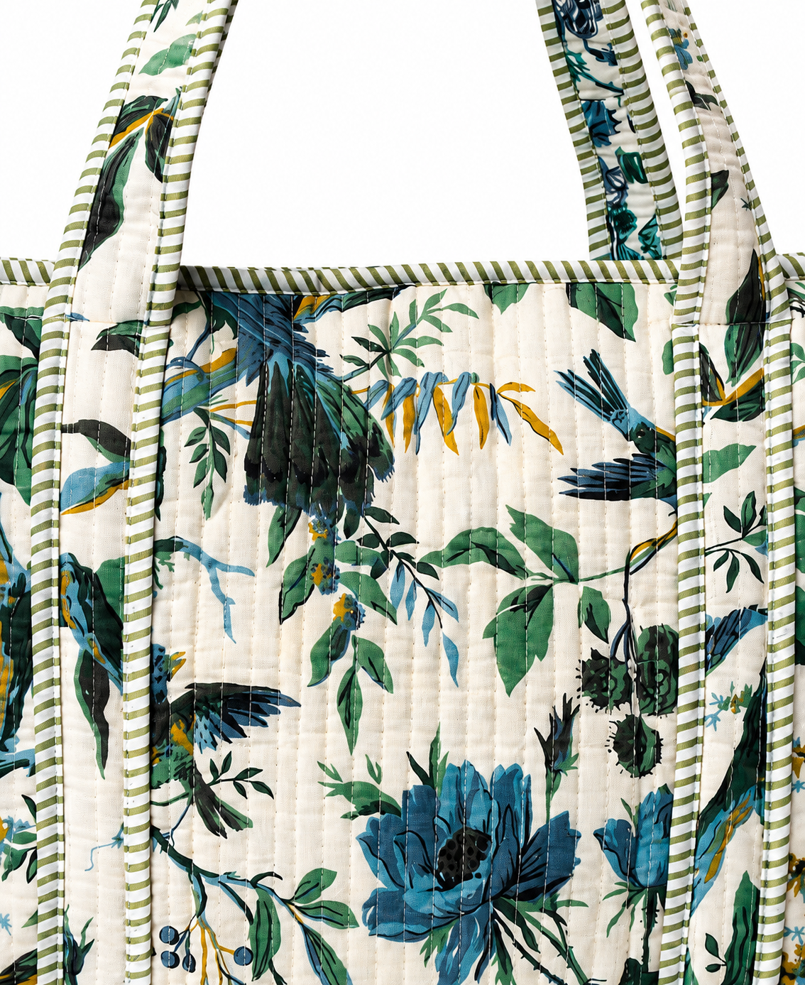 Hand Block Printed Cotton Quilted Tote Bag view 2