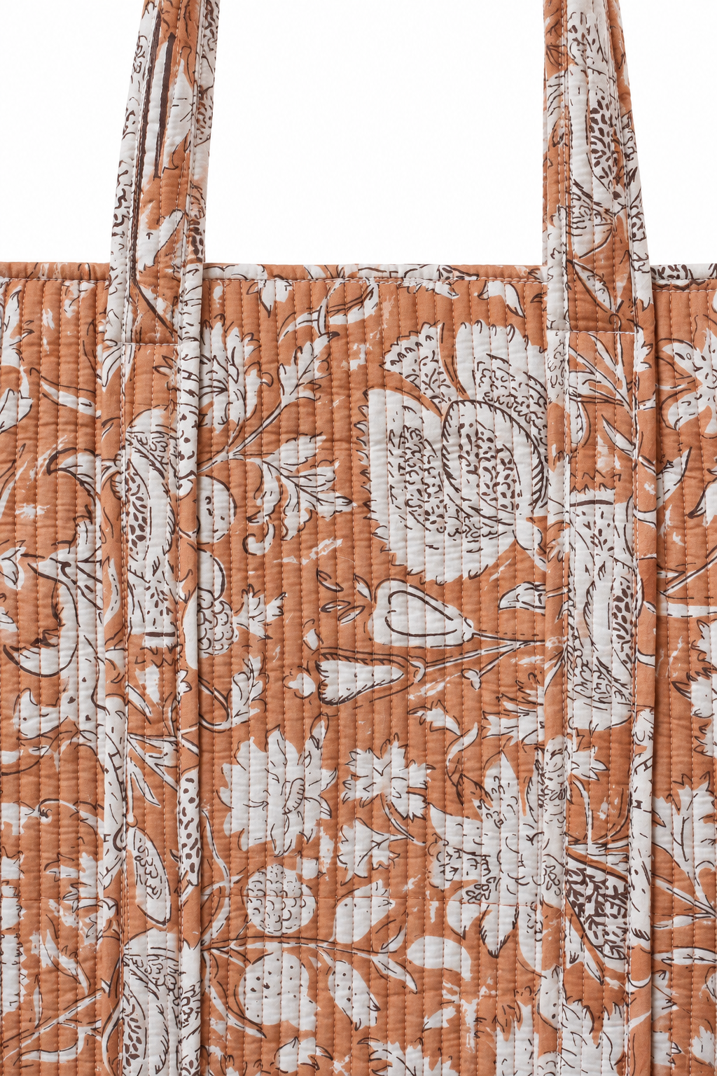 Hand Block Printed Cotton Quilted Tote Bag view 2