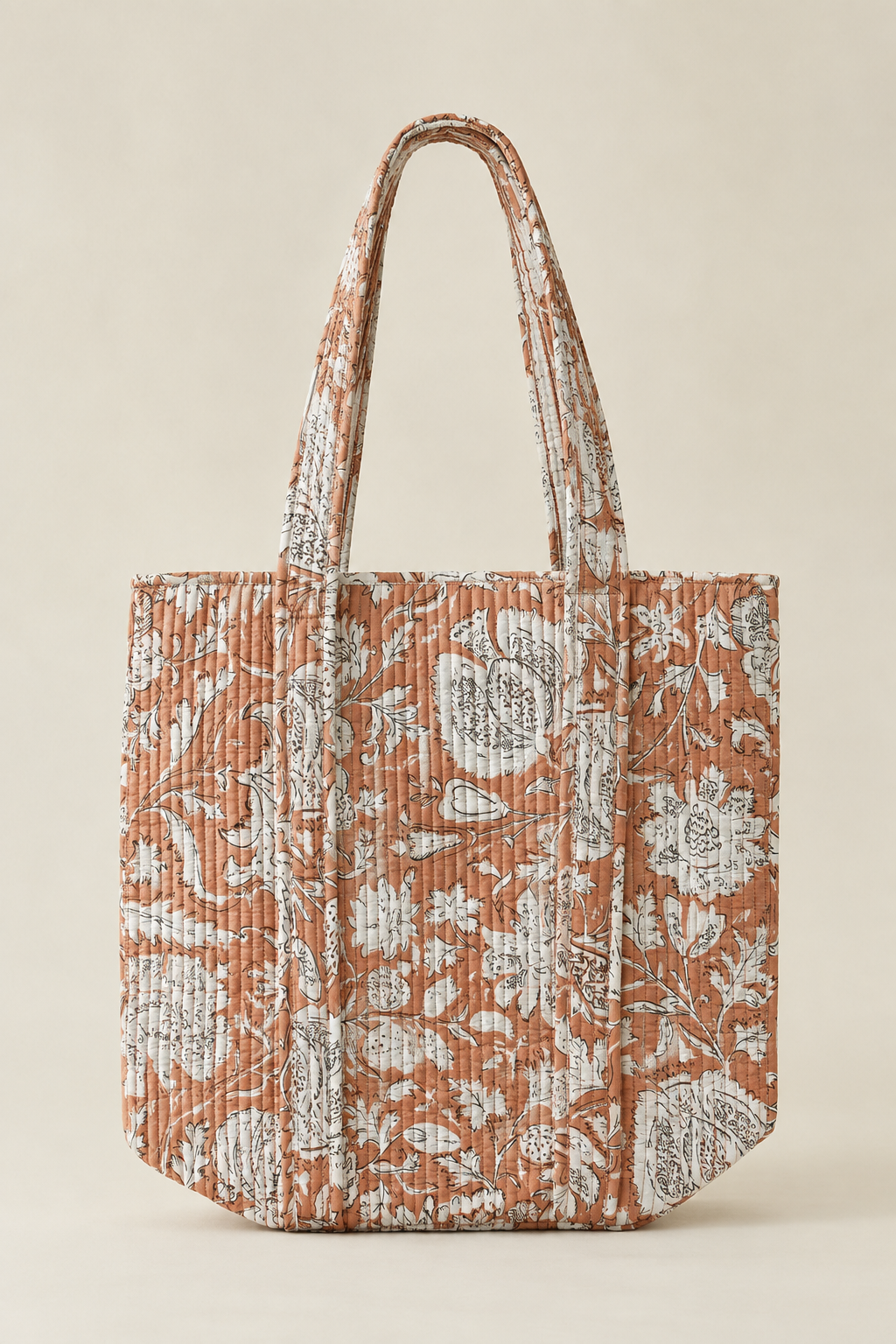 Hand Block Printed Cotton Quilted Tote Bag