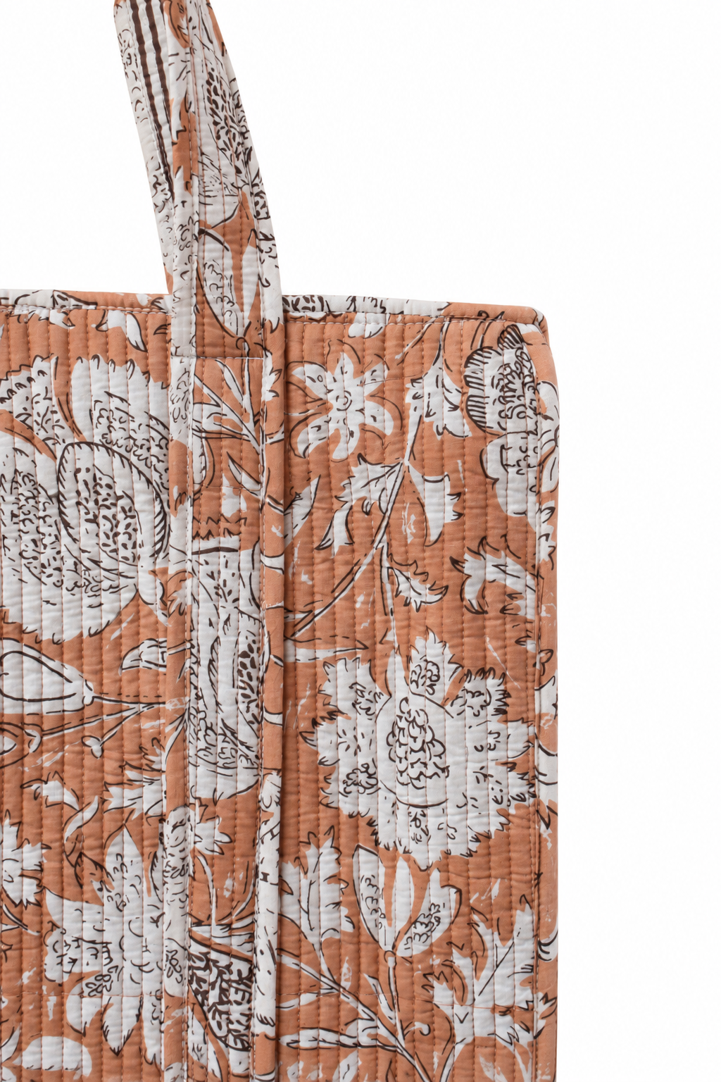 Hand Block Printed Cotton Quilted Tote Bag view 3
