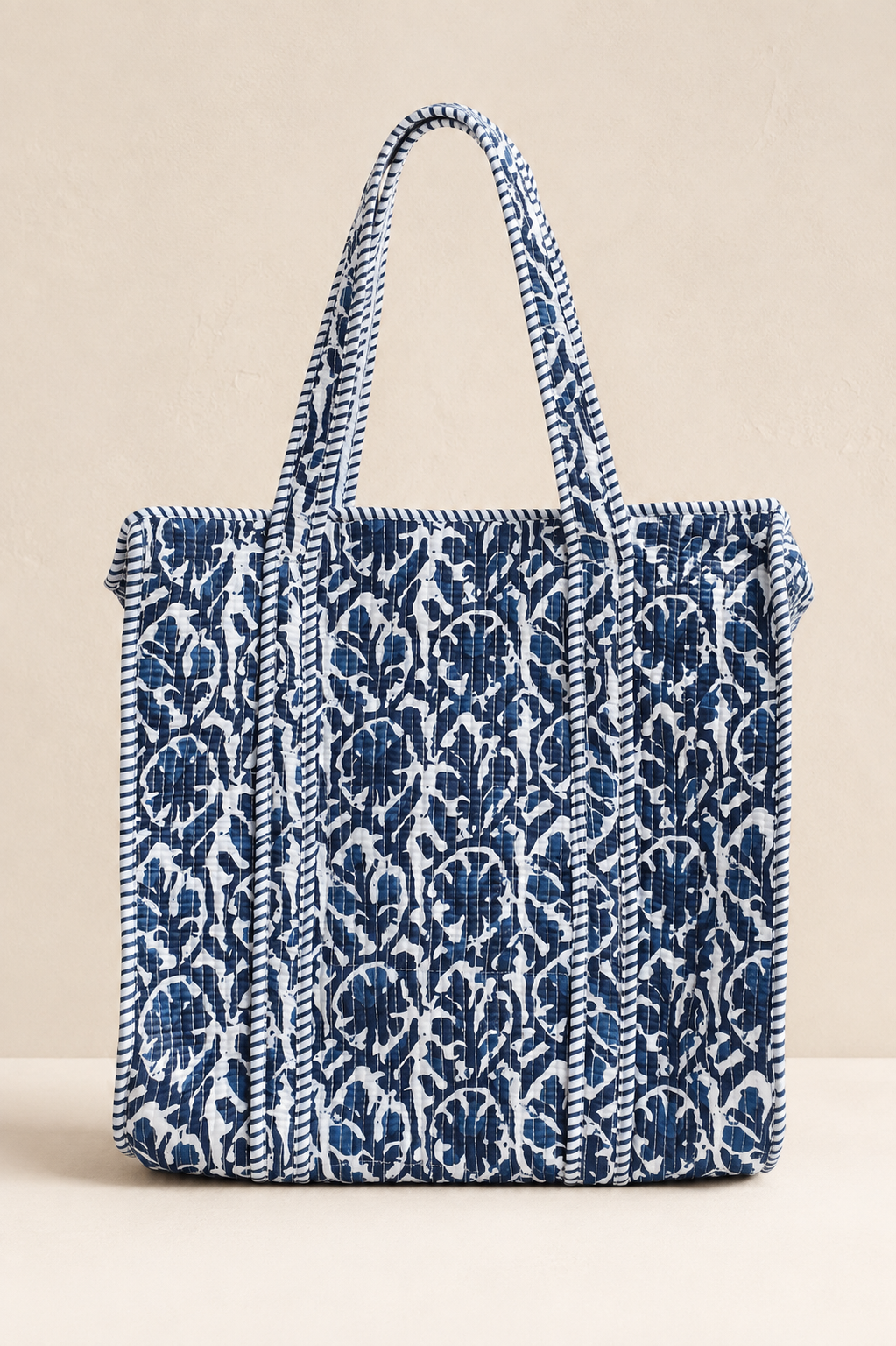 Hand Block Printed Cotton Quilted Tote Bag view 4