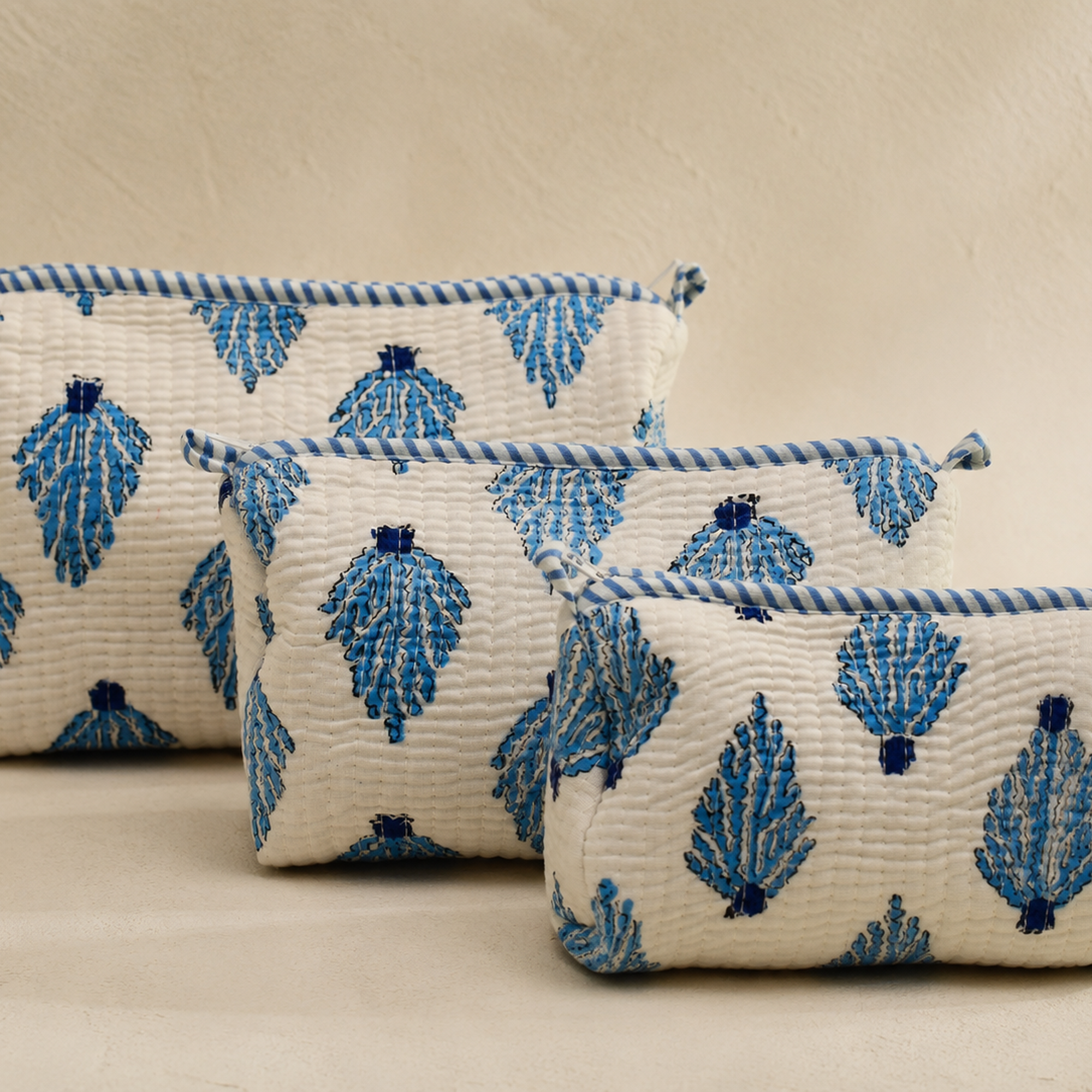 Hand Block Printed Cotton Quilted Pouches view 3