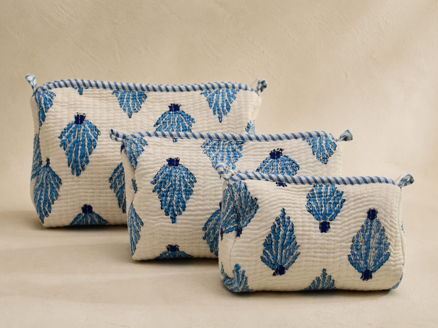 Hand Block Printed Cotton Quilted Pouches
