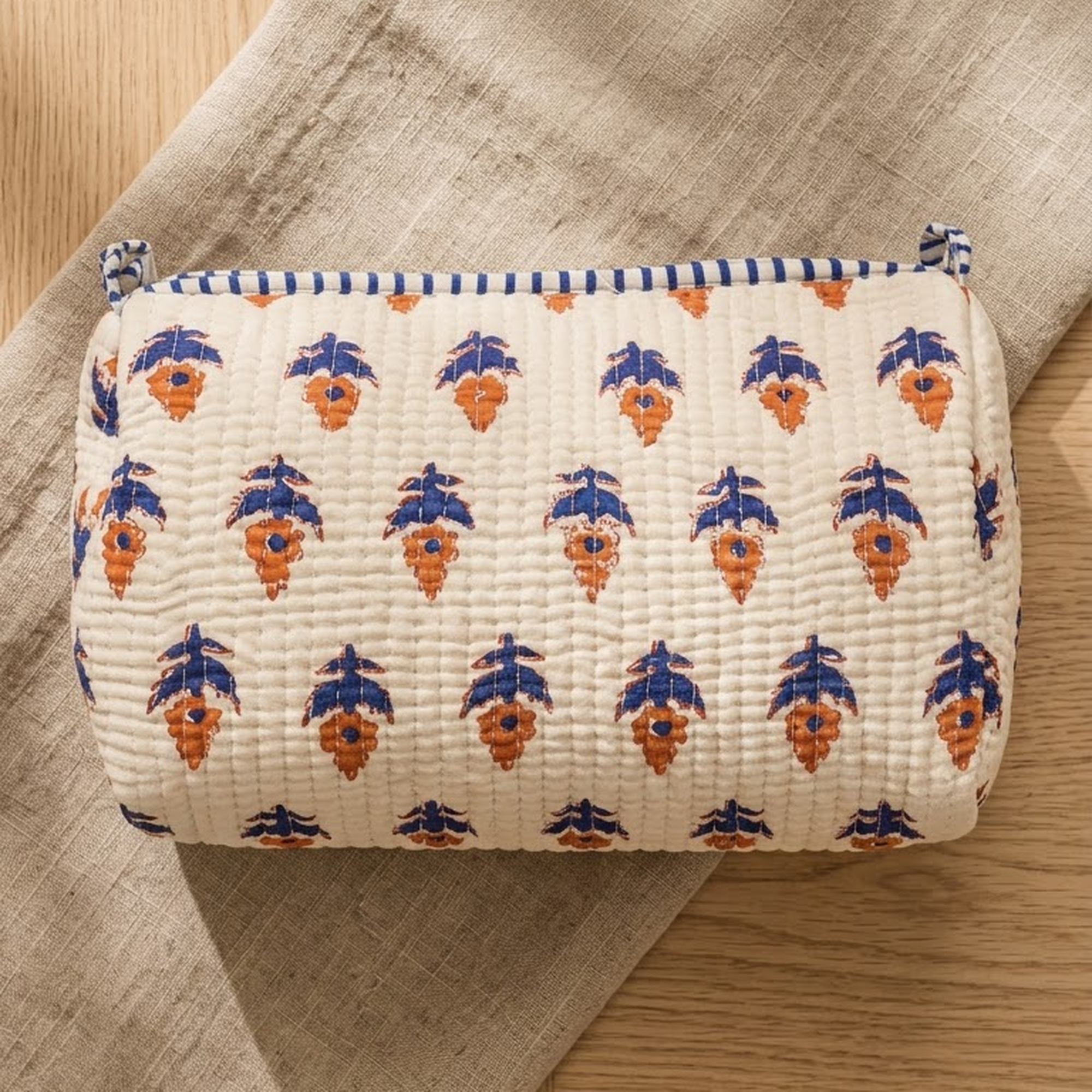 Hand Block Printed Cotton Quilted Pouches view 3