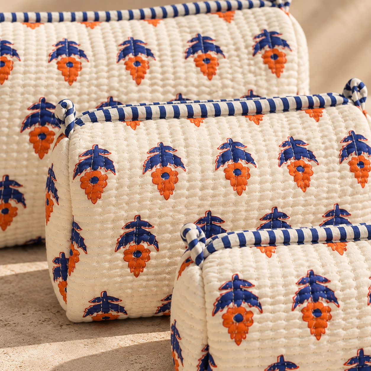 Hand Block Printed Cotton Quilted Pouches view 2