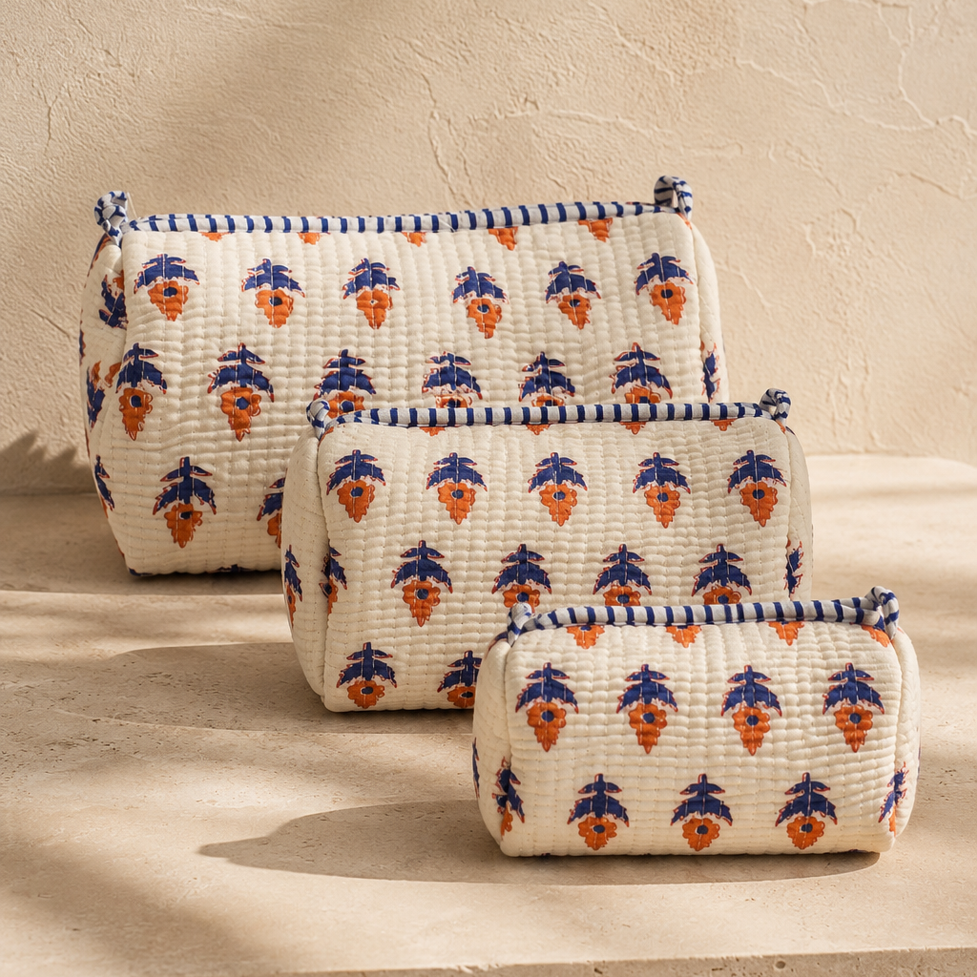 Hand Block Printed Cotton Quilted Pouches