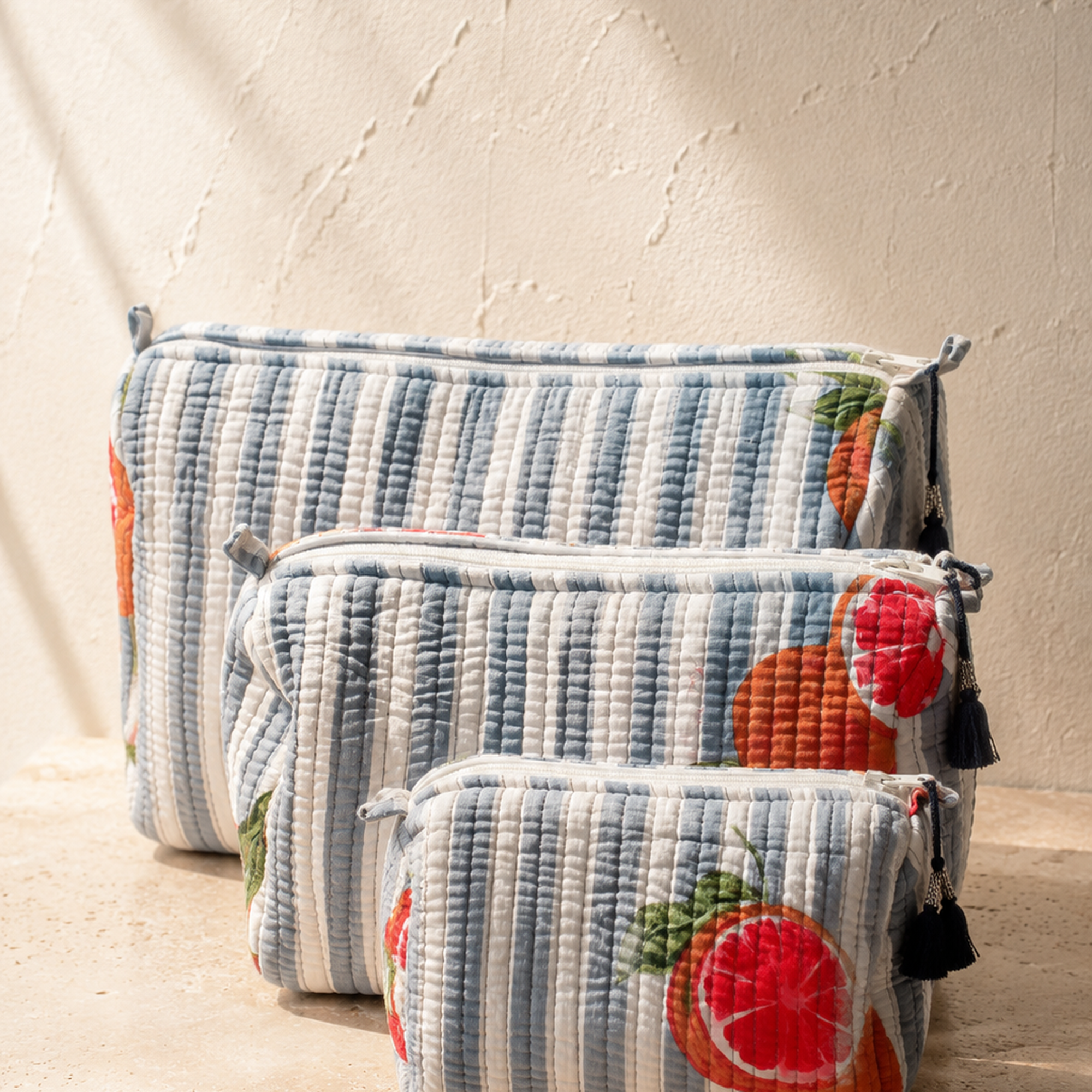 Hand Block Printed Cotton Quilted Pouches view 3