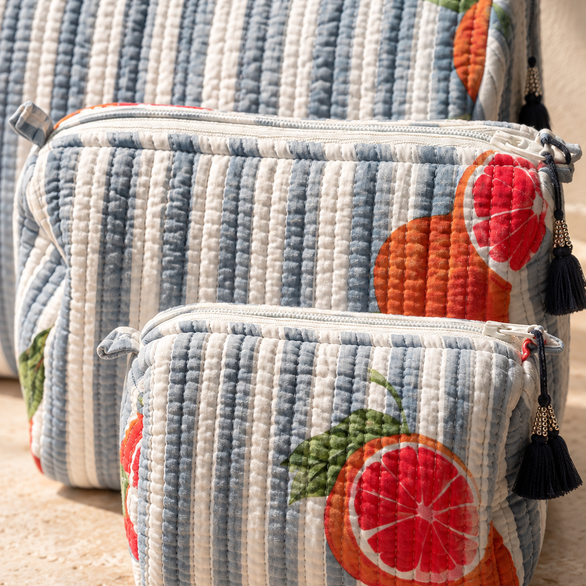Hand Block Printed Cotton Quilted Pouches view 2