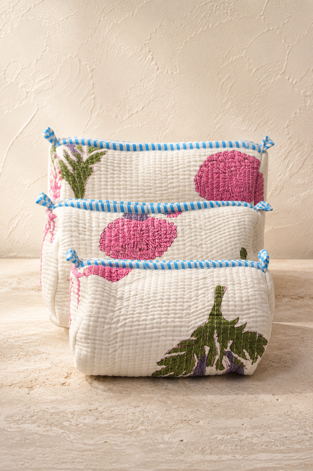 Hand Block Printed Cotton Quilted Pouches