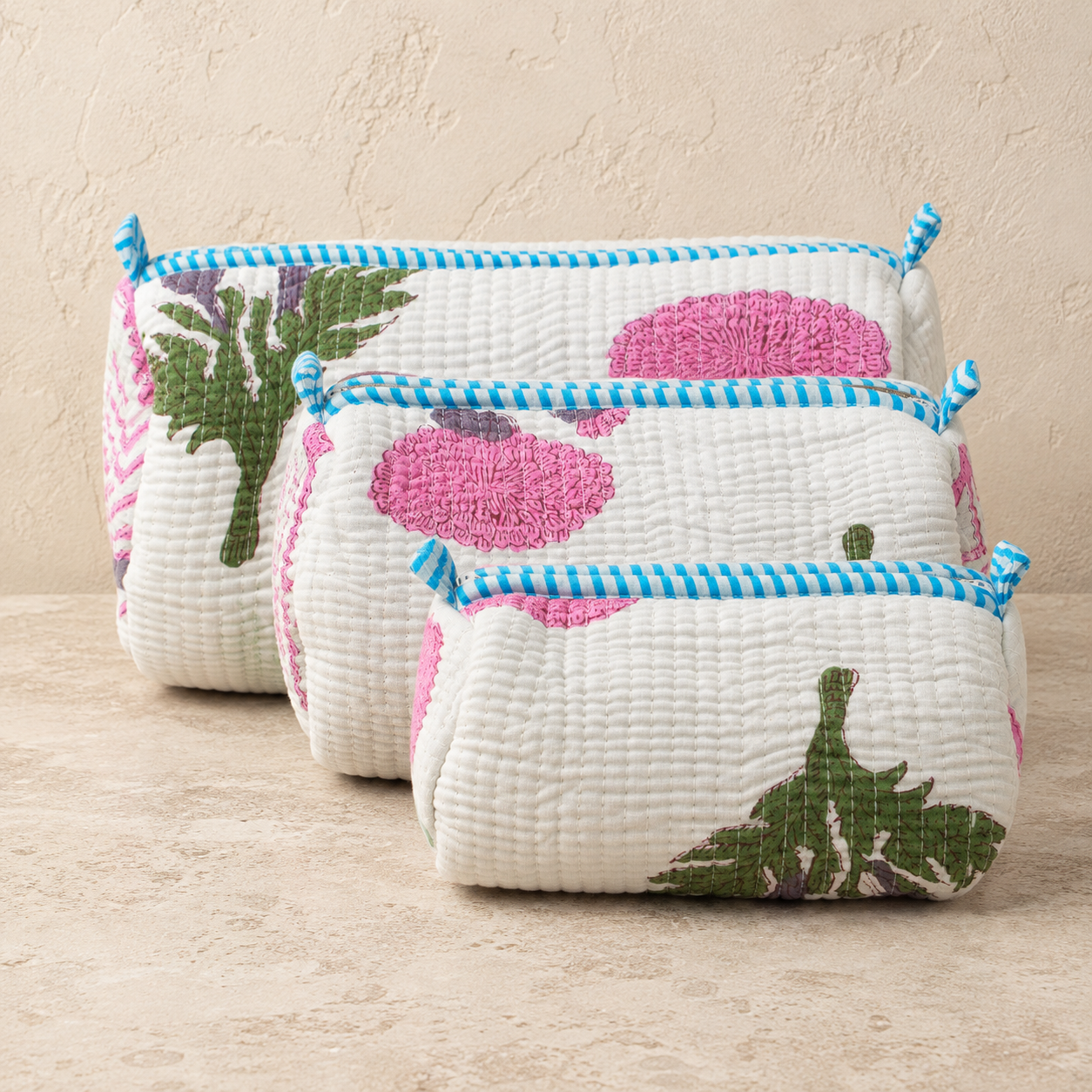 Hand Block Printed Cotton Quilted Pouches view 3