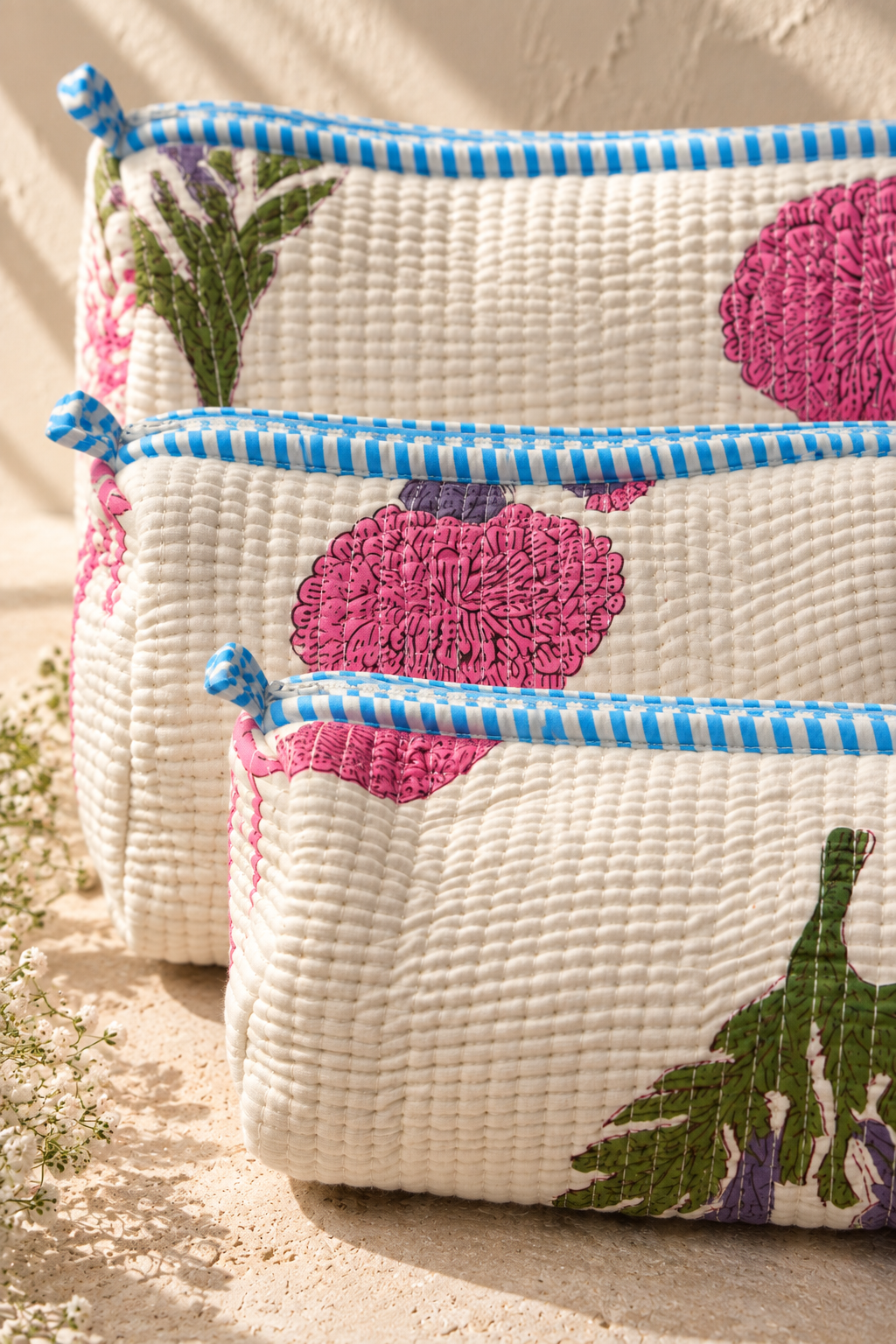 Hand Block Printed Cotton Quilted Pouches view 2