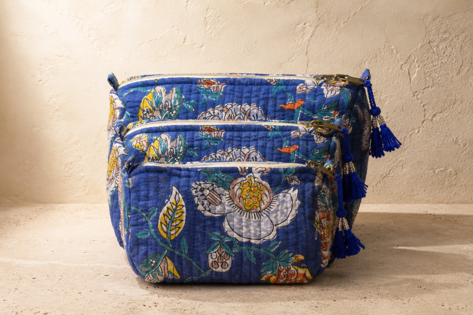 Hand Block Printed Cotton Quilted Pouches