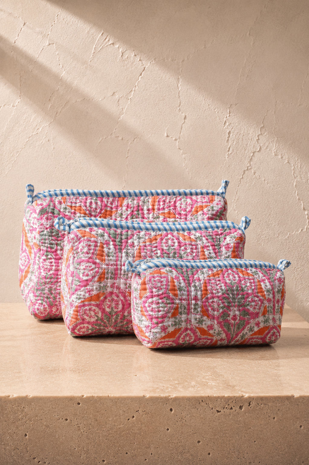 Hand Block Printed Cotton Quilted Pouches