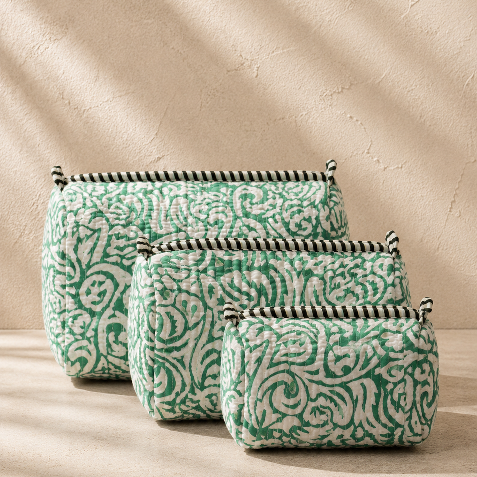 Hand Block Printed Cotton Quilted Pouches