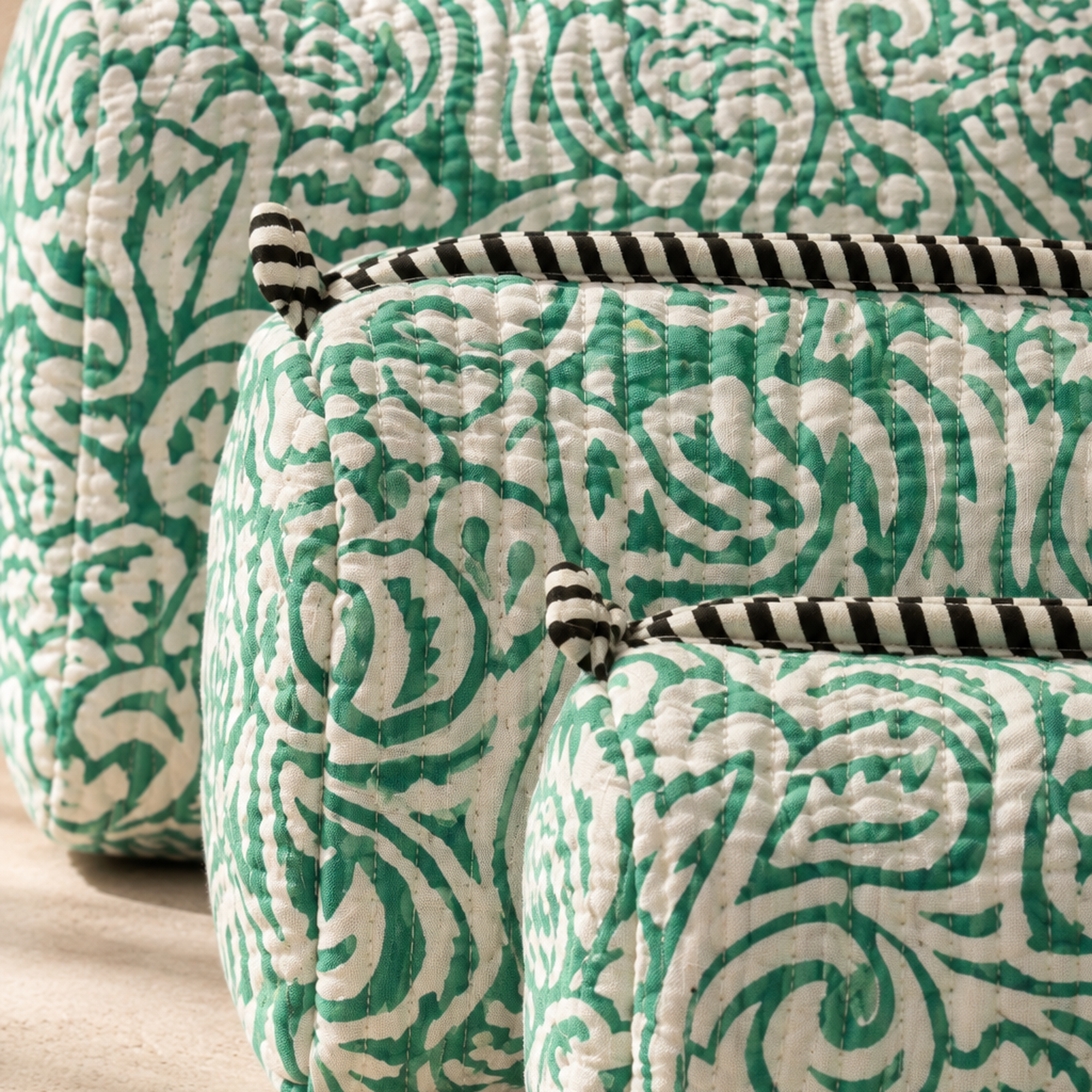 Hand Block Printed Cotton Quilted Pouches view 2
