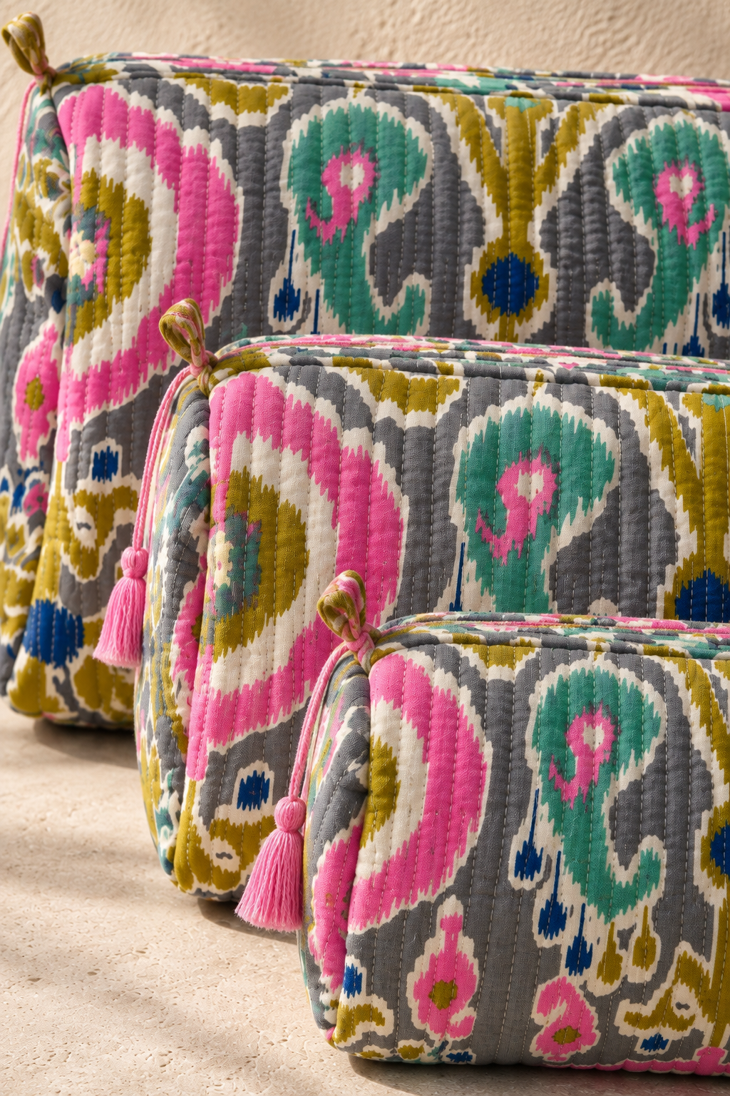 Hand Block Printed Cotton Quilted Pouches view 5