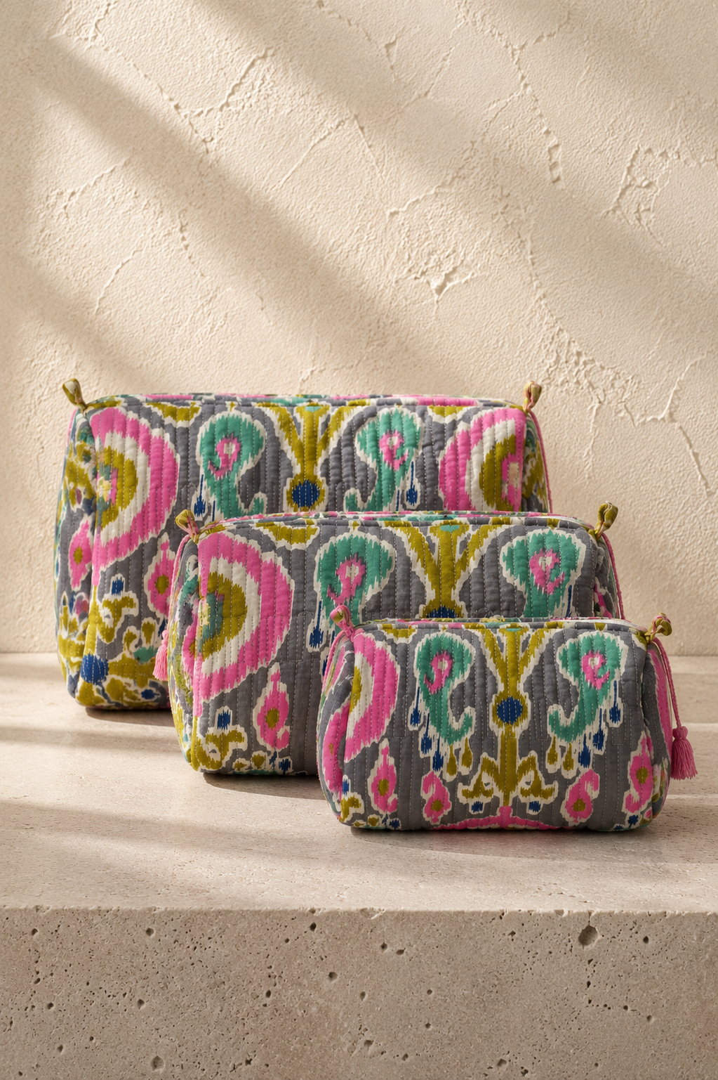 Hand Block Printed Cotton Quilted Pouches
