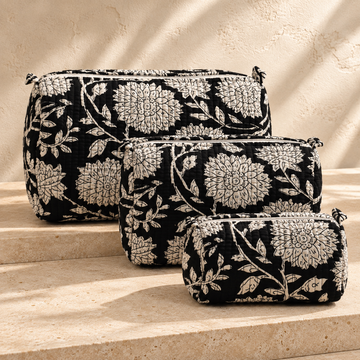 Hand Block Printed Cotton Quilted Pouches