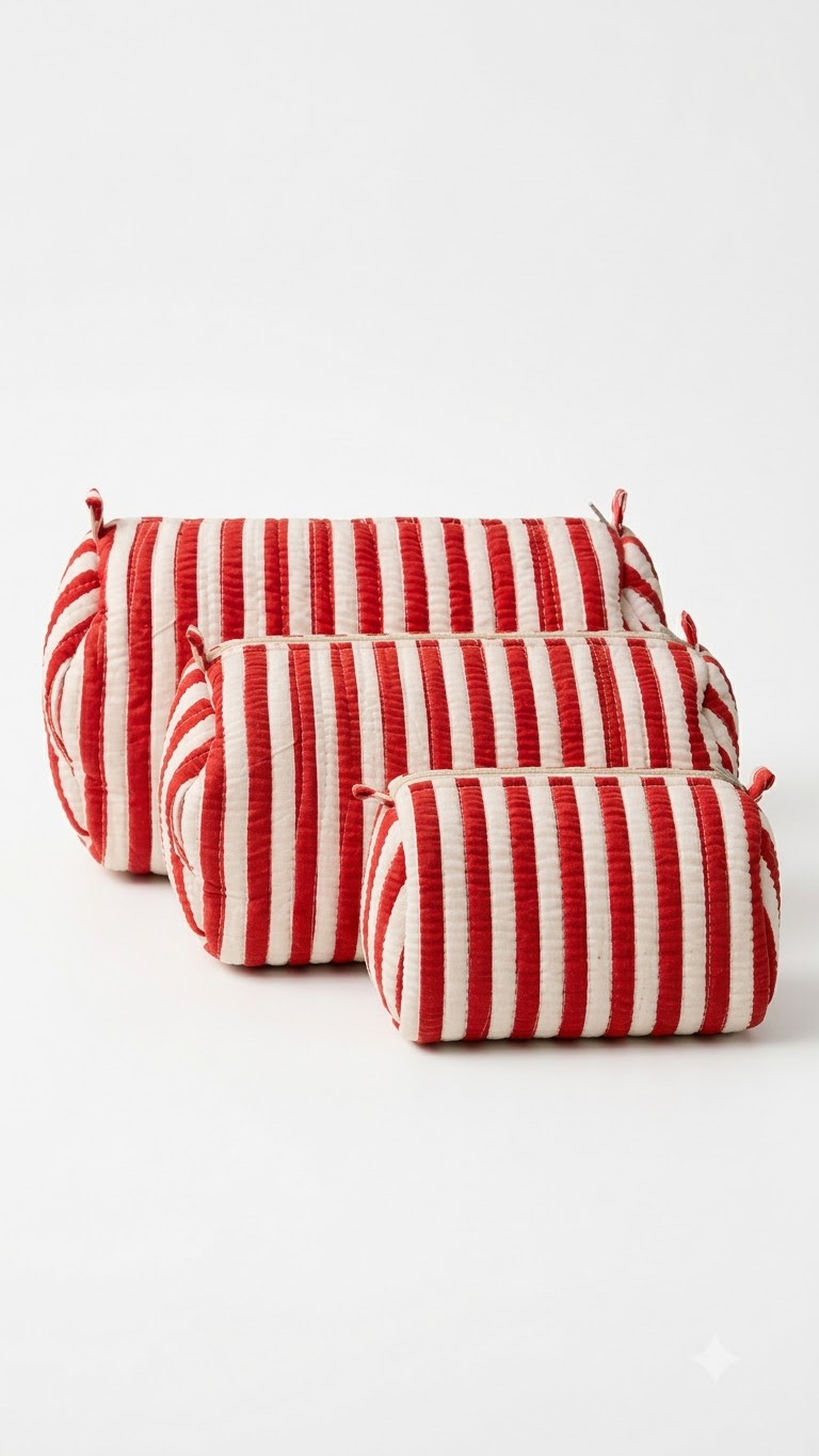 Hand Block Printed Cotton Quilted Pouches view 3