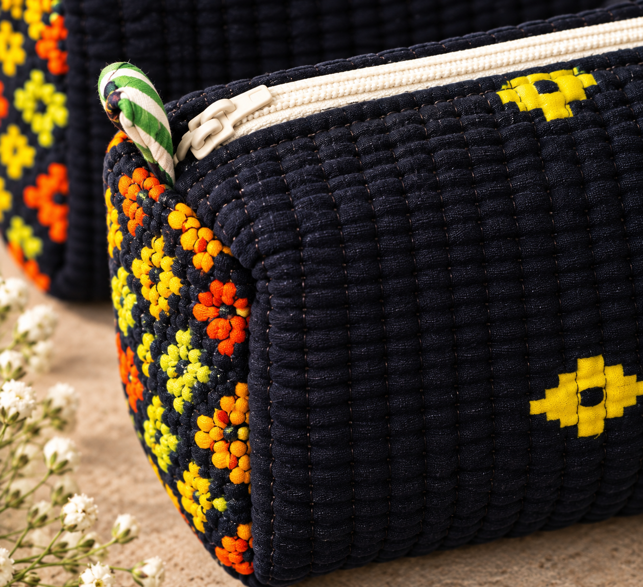 Hand Block Printed Cotton Quilted Pouches view 5
