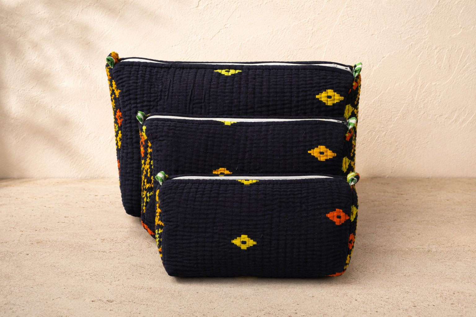 Hand Block Printed Cotton Quilted Pouches
