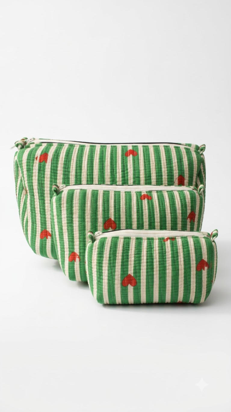 Hand Block Printed Cotton Quilted Pouches view 3