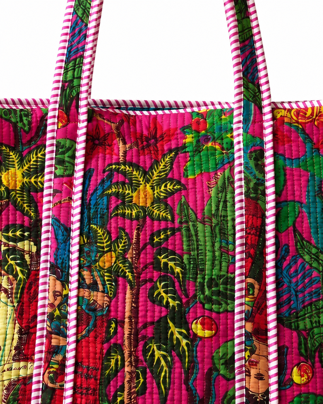 Hand Block Printed Cotton Quilted Tote Bag view 2