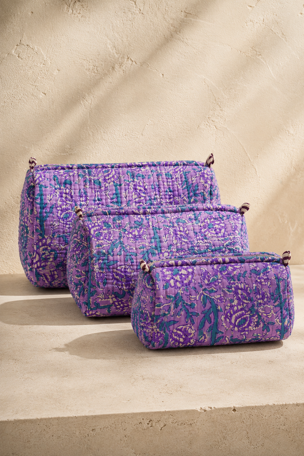 Hand Block Printed Cotton Quilted Pouches
