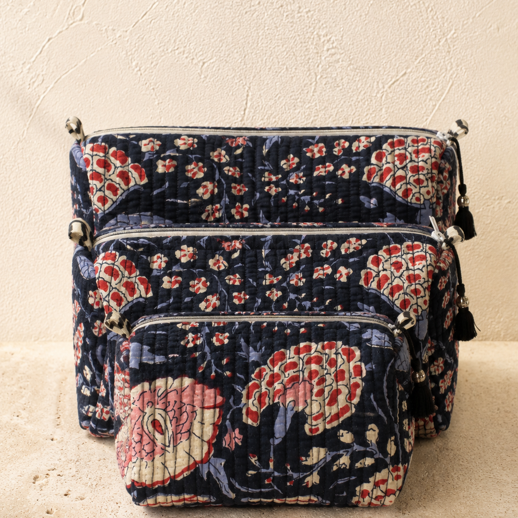 Hand Block Printed Cotton Quilted Pouches