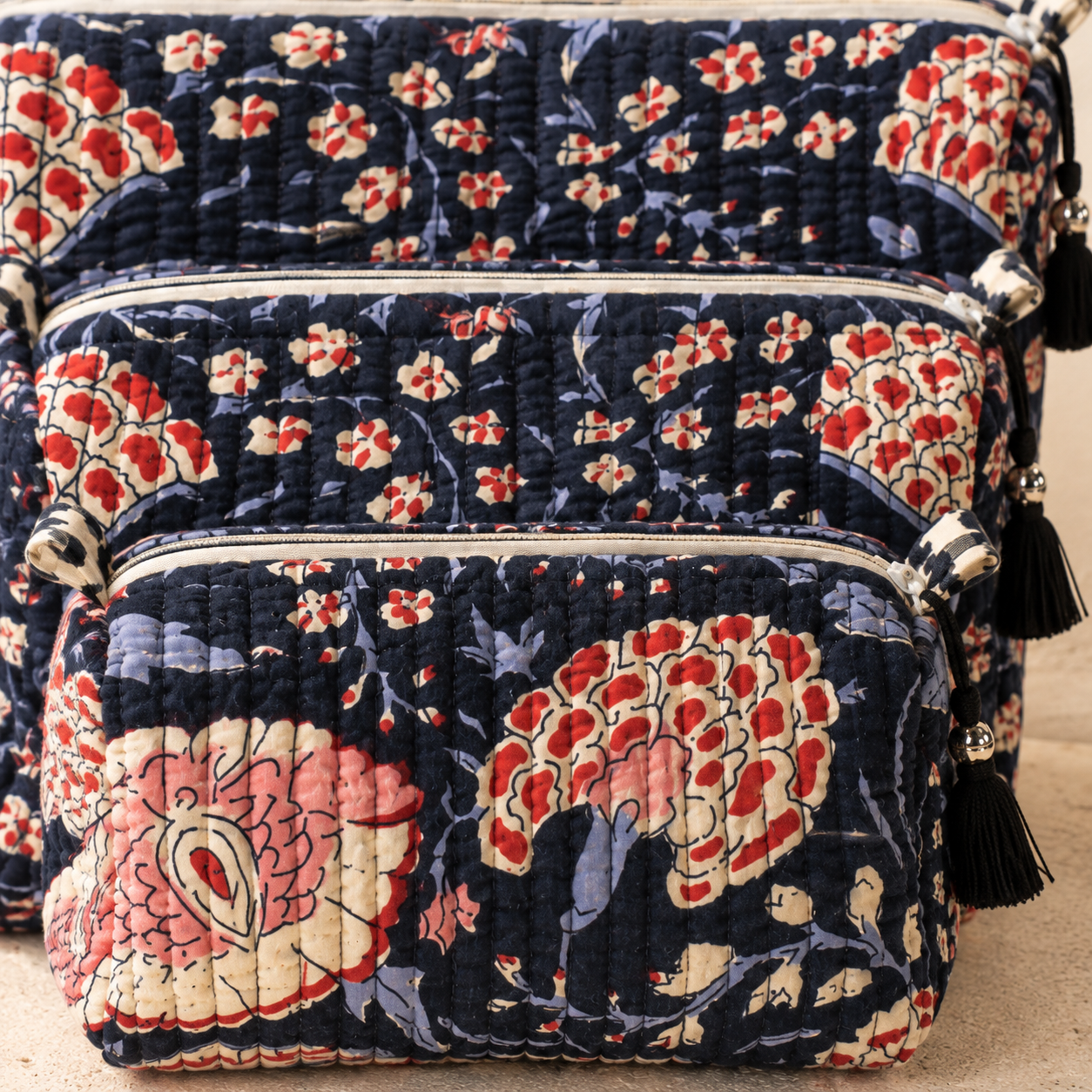 Hand Block Printed Cotton Quilted Pouches view 2
