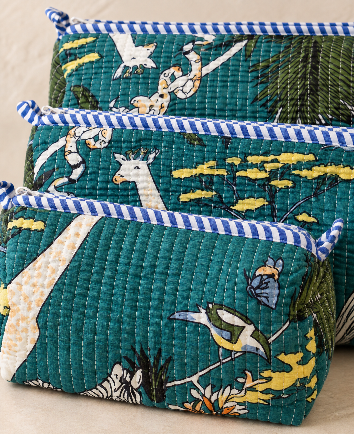 Hand Block Printed Cotton Quilted Pouches view 2