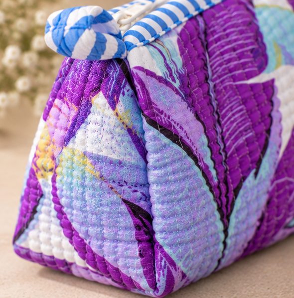Hand Block Printed Cotton Quilted Pouches view 3