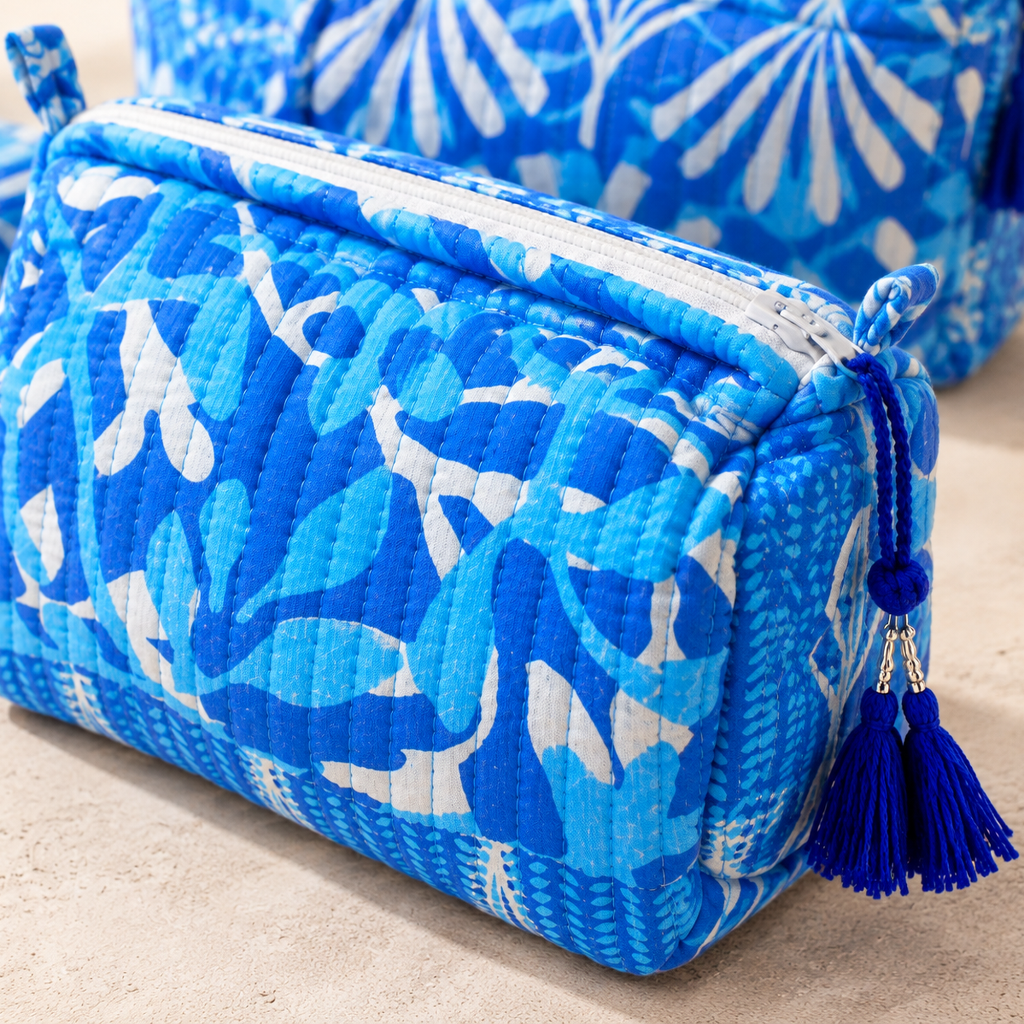 Hand Block Printed Cotton Quilted Pouches view 3