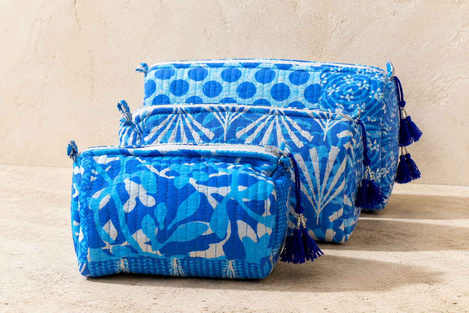 Hand Block Printed Cotton Quilted Pouches