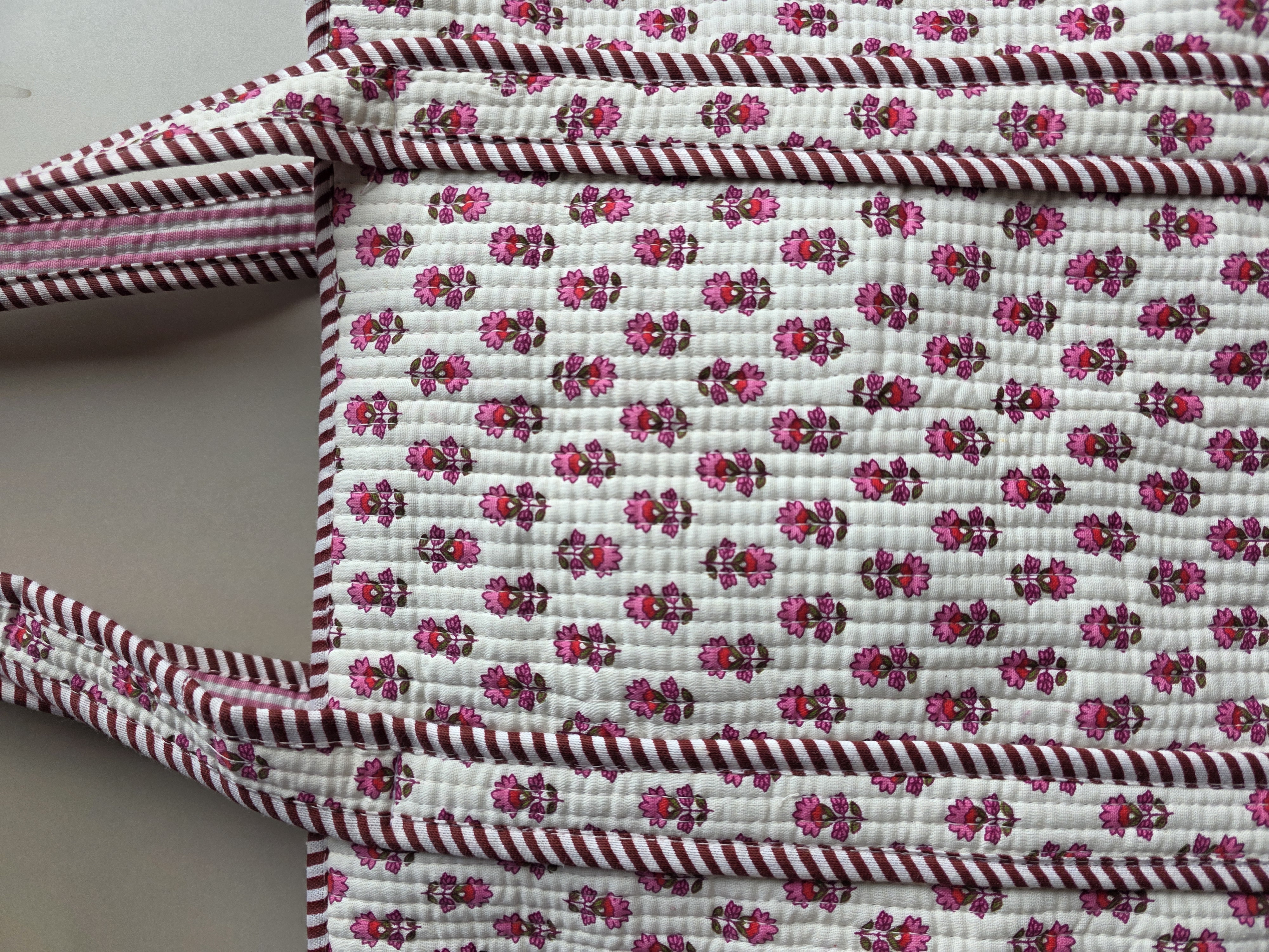 Hand Block Printed Cotton Quilted Tote Bag with Pouches ( Combo Set ) view 5